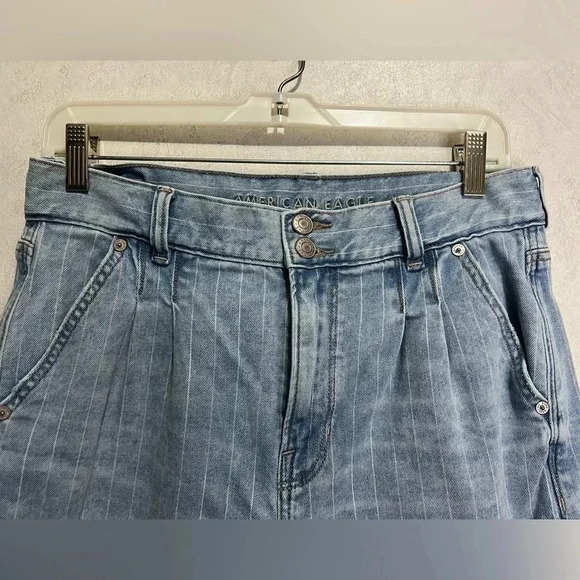 AMERICAN EAGLE Retro Y2k 90’s Striped HIGH WAIST MOM JEANS Baggy Size 8 - Picture 3 of 9